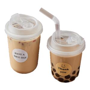 美涤奶茶杯一次性带盖热饮耐高温