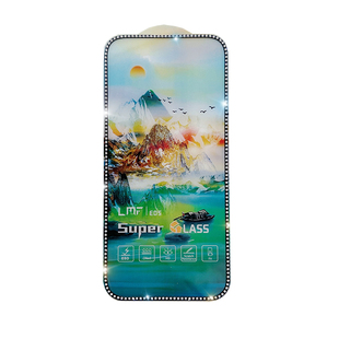 适用于镶钻苹果17promax钢化膜边框带钻15/14/13闪钻钢化膜贴钻iphone16pro钻石膜晶钻手机膜点钻屏保