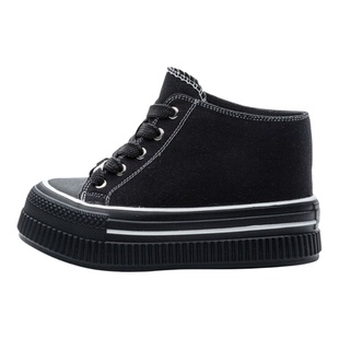 13cm内增高女鞋2025新款小个子厚底帆布包头拖鞋外穿半拖鞋松糕鞋