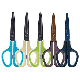 日本PLUS普乐士剪刀办公家用镀钛涂氟省力剪子厨房不锈钢不粘胶学生手工便携小号裁缝剪拆快递剪刀