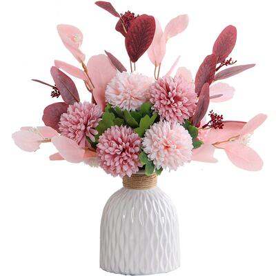 粉色清雅仿真花艺花艺套装餐桌