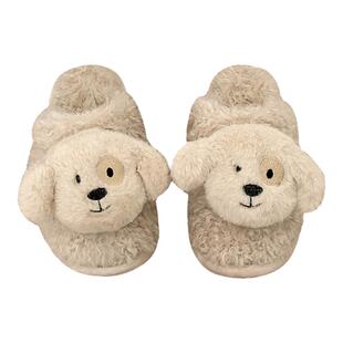 细细条 韩版ins学生可爱卡通棉拖鞋女冬居家用室内防滑保暖毛毛鞋