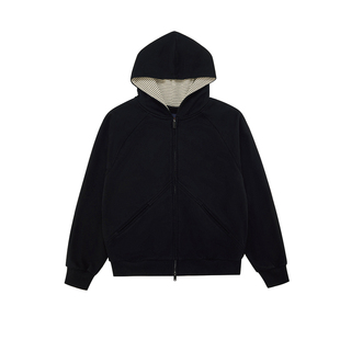 EK/EVILKNIGHT 早春经典黑基础拼接条纹连帽拉链卫衣外套