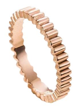 罗缎纹窄版戒指纯银玫瑰金对戒条纹素圈简约百搭时尚指环男女情侣