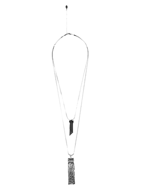 sdeer个性皮绳流苏吊坠双层项链