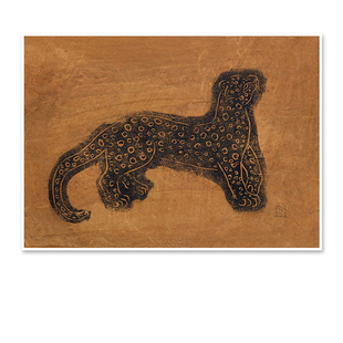 金钱暴富名家古画金钱豹客厅画芯新中式艺术芯打印替换定制油画布