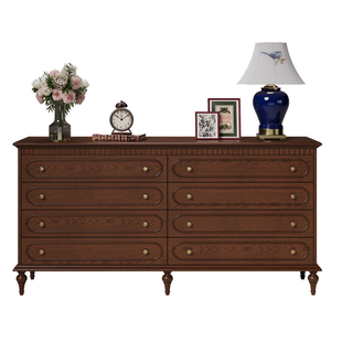 时余艾丽斯八斗柜美式全实木法式复古柜中古风客厅边柜门厅玄关柜