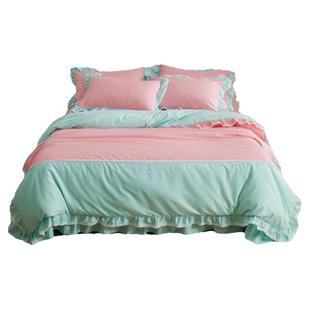 全棉韩版蕾丝花边四件套纯棉简约AB版田园公主风小清新可爱少女心