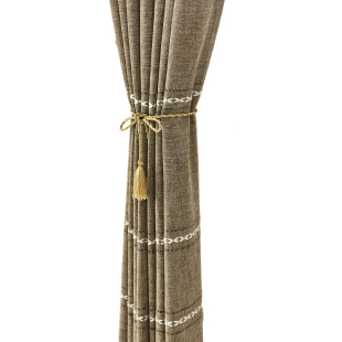 现代简约遮光棉麻窗帘 日式格子轻奢飘窗卧室客厅成品定制窗纱帘c