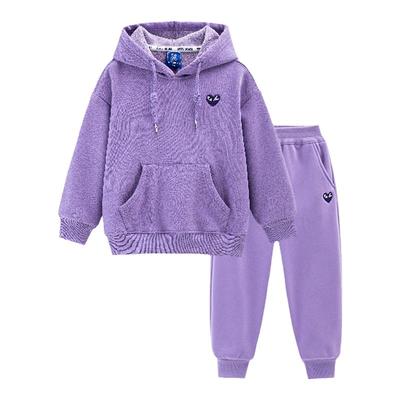 GBTB HOUSE小熊童装2023秋冬新款女童抓绒套装中大童运动连帽卫衣