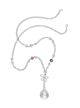 RecoPan浪漫早餐/原创设计金银花朵勺子浮雕天然石珍珠项链毛衣链