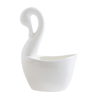 家用骨瓷纯白天鹅勺子笼餐桌摆件勺子桶创意厨房餐具收纳笼盛勺子