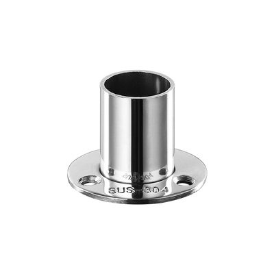 304不锈钢管座法兰底座毛巾杆挂衣杆浴帘杆高脚管座22mm25mm32mm