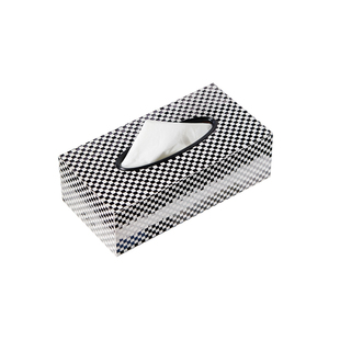 意式极简高级摆件圆形玻璃茶几金属皮制马毛方形纸巾盒装饰抽纸盒