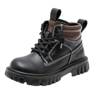 儿童马丁靴2025秋冬季新款男童小黄靴小女孩皮短靴保暖加绒棉靴子