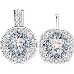 银项链吊坠女士纯银方糖小单坠女款2克拉莫桑石莫桑钻挂坠不含链