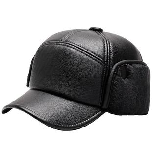 中老年人帽子男士秋冬季爸爸保暖皮帽加绒加厚防风老头护耳鸭舌帽