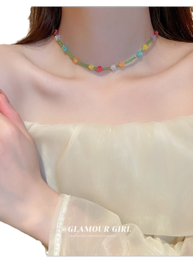 绿色锁骨链项链项链亚克力水晶