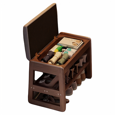 实木换鞋凳可坐鞋柜一体玄关收纳