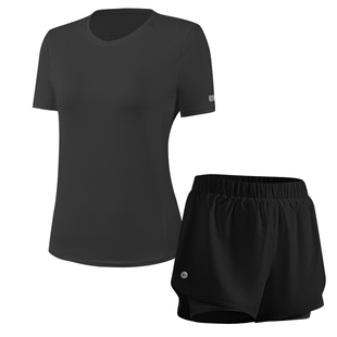 361运动套装女夏季薄款透气跑步上衣短袖t恤羽毛球瑜伽短裤健身服