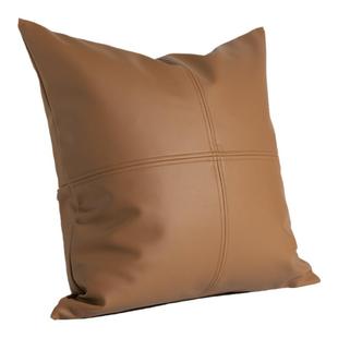 设计师推荐样板间客厅沙发棕色皮十字缝靠垫床上腰靠办公室抱枕