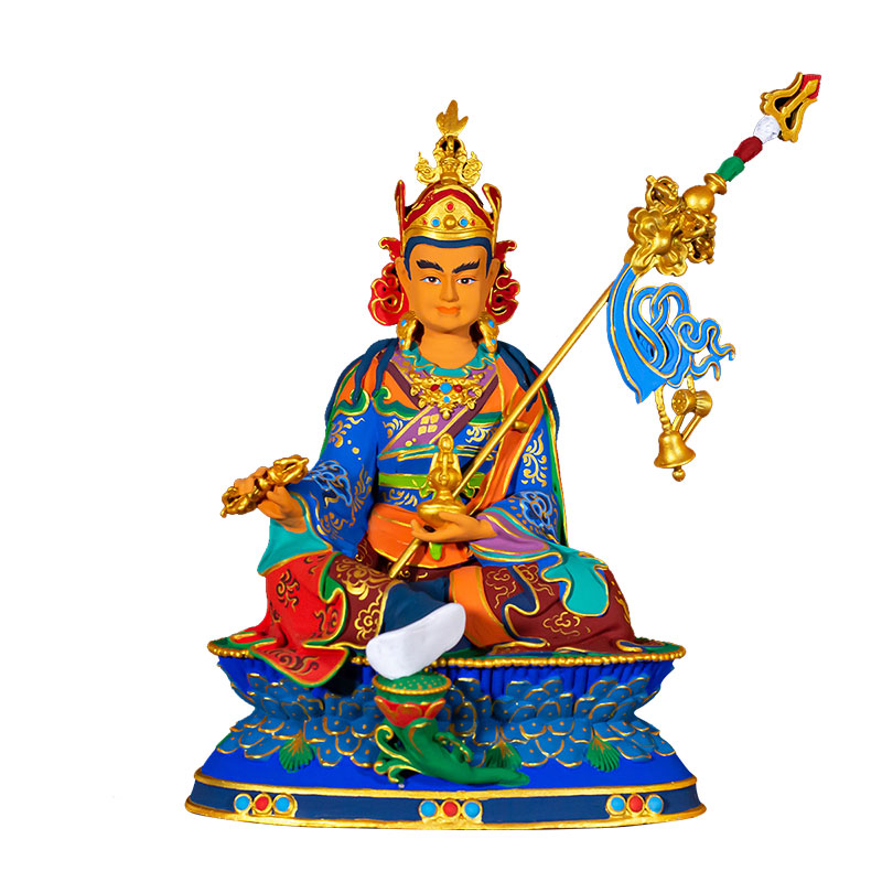 彩绘莲花生大士铜像摆件