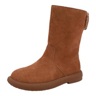 GNC真皮厚底雪地靴女2025新款冬季加绒加厚保暖显瘦两穿防滑棉鞋