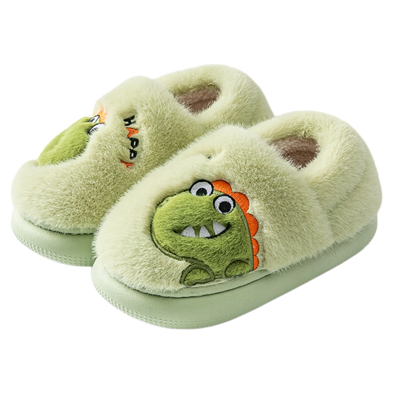 儿童棉拖鞋包跟男童秋冬居家室内保暖中大童女孩恐龙毛毛宝宝棉鞋