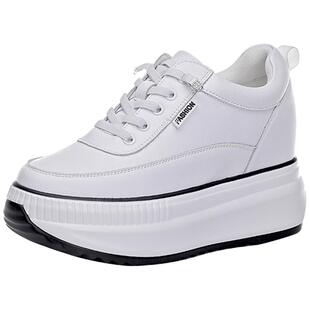 真皮内增高女鞋8cm增高厚底小白鞋女小个子2026新款单鞋休闲鞋子