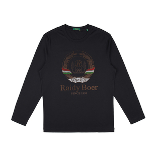 【100%棉】Raidy Boer/雷迪波尔2025年秋男装烫钻亮片长袖T恤6024