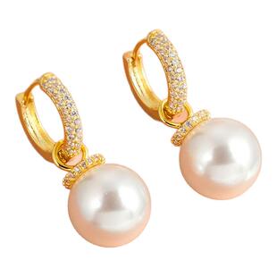 【珠光宝气】2025玲珑满钻绣球珍珠耳坠女士百搭耳扣精致耳环1116