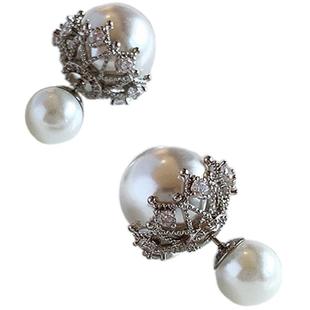 法式澳白珍珠耳钉轻奢高级感气质大气纯银女士耳环小众独特耳饰品