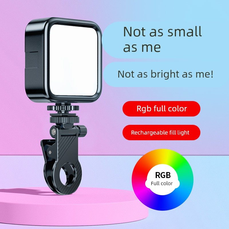RGB全彩氛围口袋灯充电直播美颜补光灯便携式手机夹子口袋补光灯