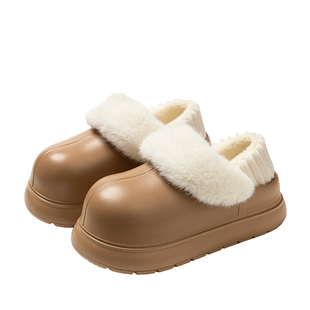 可拆卸防水棉拖鞋女士冬季外穿包跟保暖2025新款防滑厚底加绒棉鞋