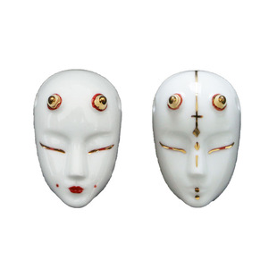 YIHE原创设计【一生所爱•信守】鬼面瓷情侣信物长款项链毛衣吊坠