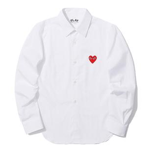 IT CDG PLAY COMME des GARÇONS川久保玲女长袖衬衫红色爱心刺绣