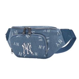 MLB官方腰包男女包2025新款NY老花运动包牛仔单肩包胸包3AHSM034N