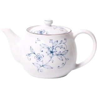 日本进口陶瓷茶壶带滤网 茶具套装 日式釉下彩线唐草矮杯无把高杯