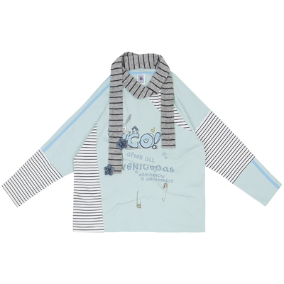 字母印花星星围巾宽松长袖T恤