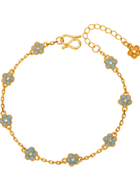 顺庆银楼足银9999花朵青花手链