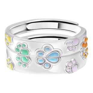 VIVIWELL软萌猫爪 滴油情侣对戒女可爱简约S925纯银素圈闺蜜戒指