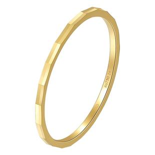 闪闪发光少女戒指玥景纯18K玫瑰金彩金简约光面车花素金圈戒指环