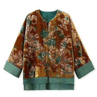 新中式秋冬高端轻奢盘口上衣时尚高级感丝绒复古气质外套女 N8088