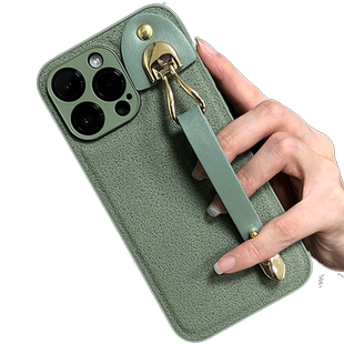 新款17腕带适用苹果14promax手机壳iphone13pro腰带15皮革手腕12por绿色11全包16防尘挂绳支架plus女神气质ip