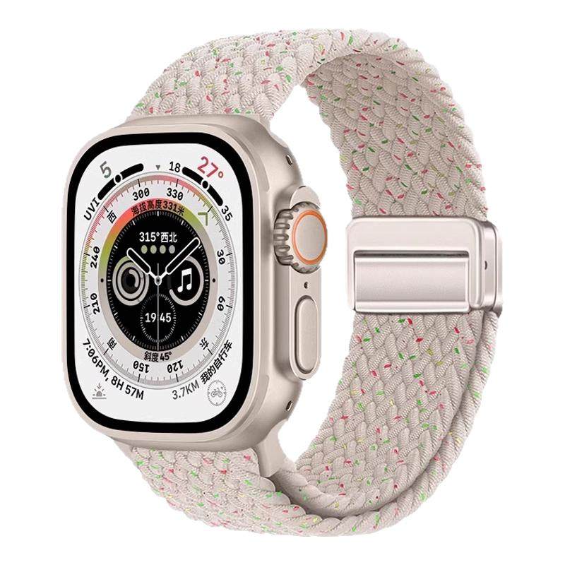 适用苹果iwatchS11手表applewatch10新年红色磁吸编织表带ultra3运动2本命年9智能8小众7创意6高级5男腕带