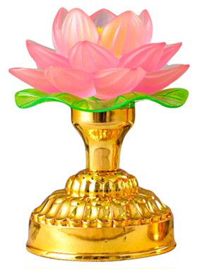 插电多彩莲花灯家用室内佛堂长明灯电子荷花灯长明灯 led供佛灯