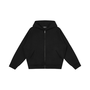 haonanhuang 极简软糯薄绒rPET太空棉隐藏插袋连帽开衫卫衣外套