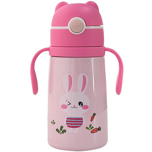 儿童保温杯 316不锈钢两用杯子卡通带吸管水杯幼儿宝宝防漏学饮杯