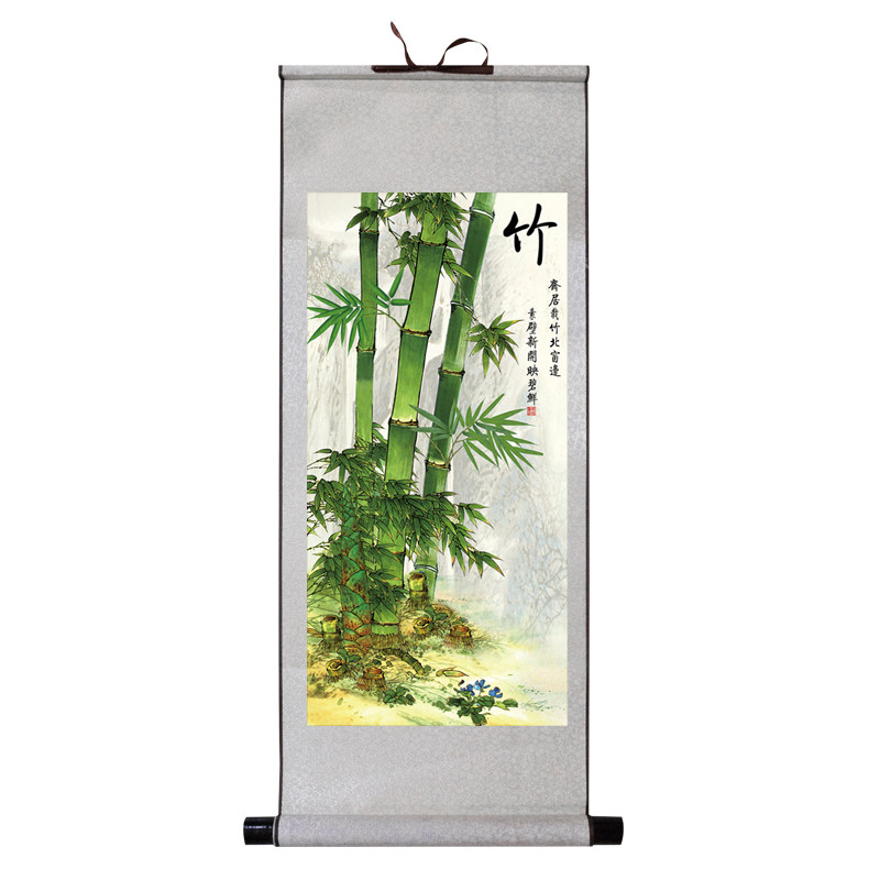 绿色竹林风景走廊过道单幅装饰画