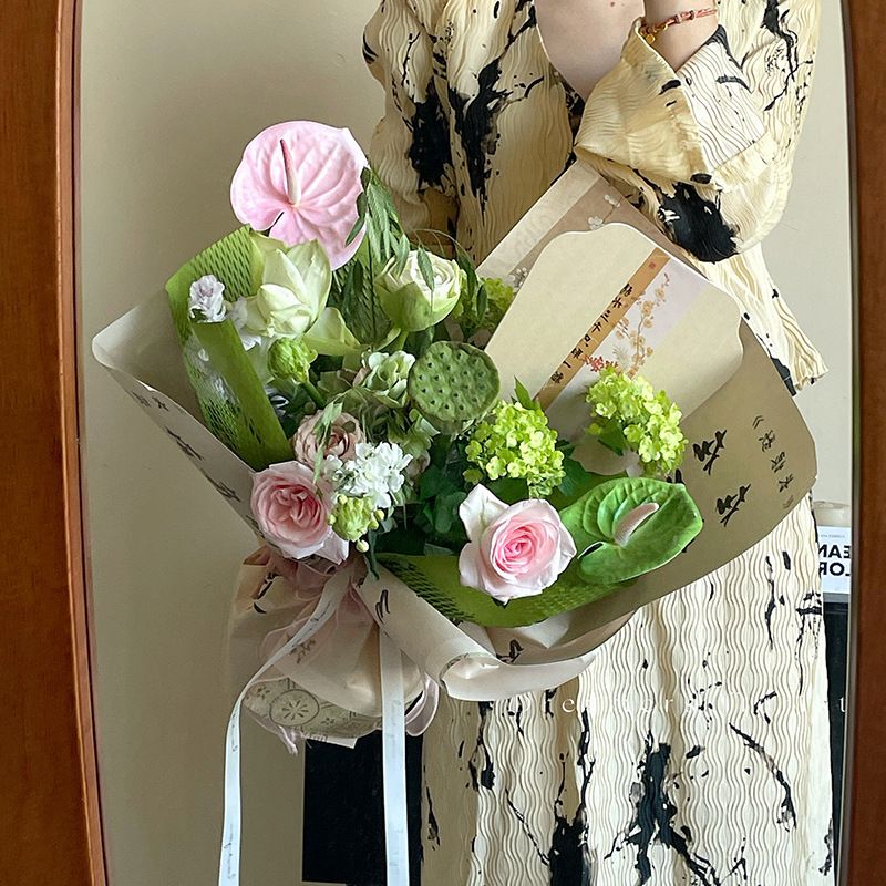 七夕书法纸古风鲜花包装纸牛皮纸花束资材包装材料花艺花纸包